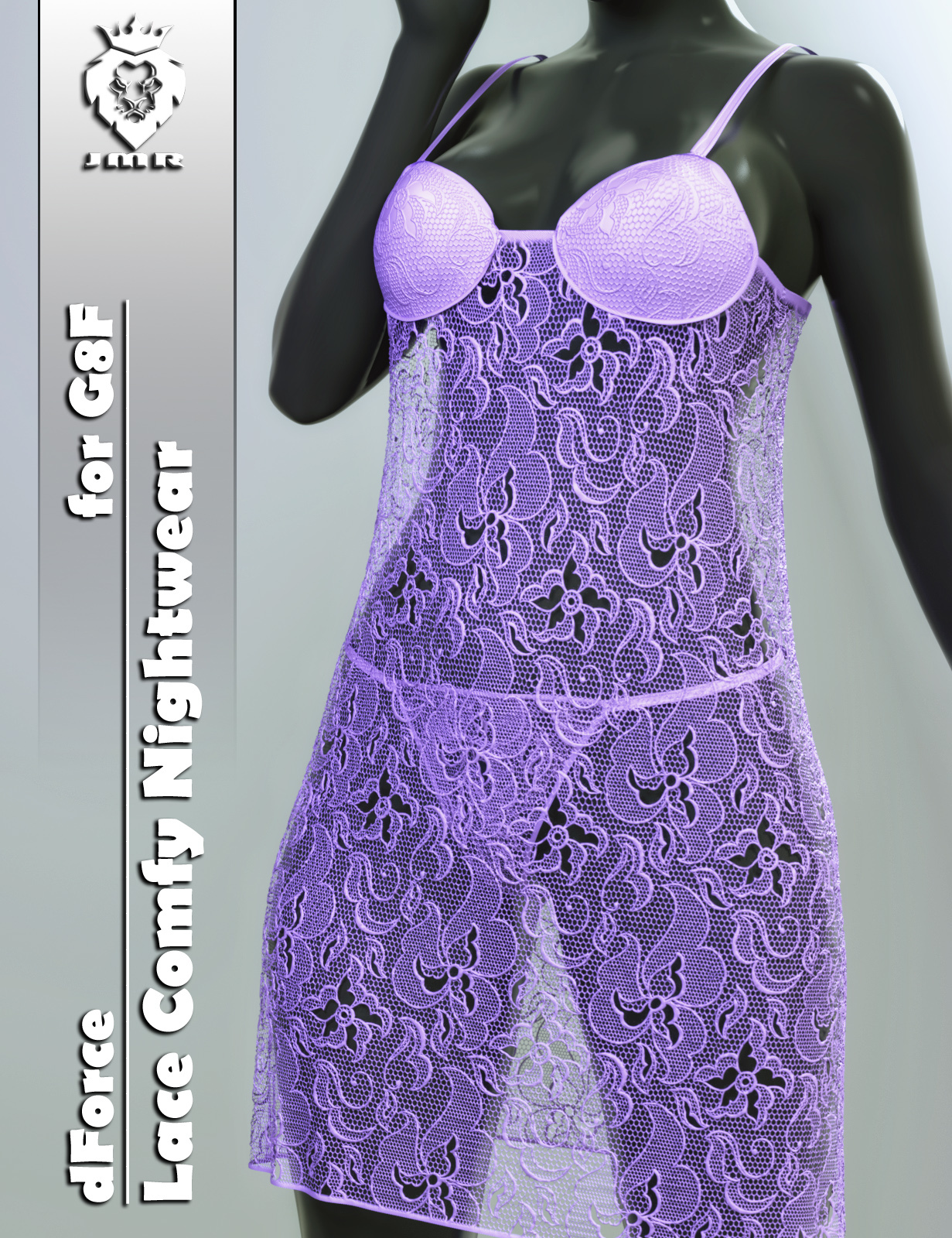 JMR dForce Lace Comfy Nightwear for G8F by: JaMaRe, 3D Models by Daz 3D