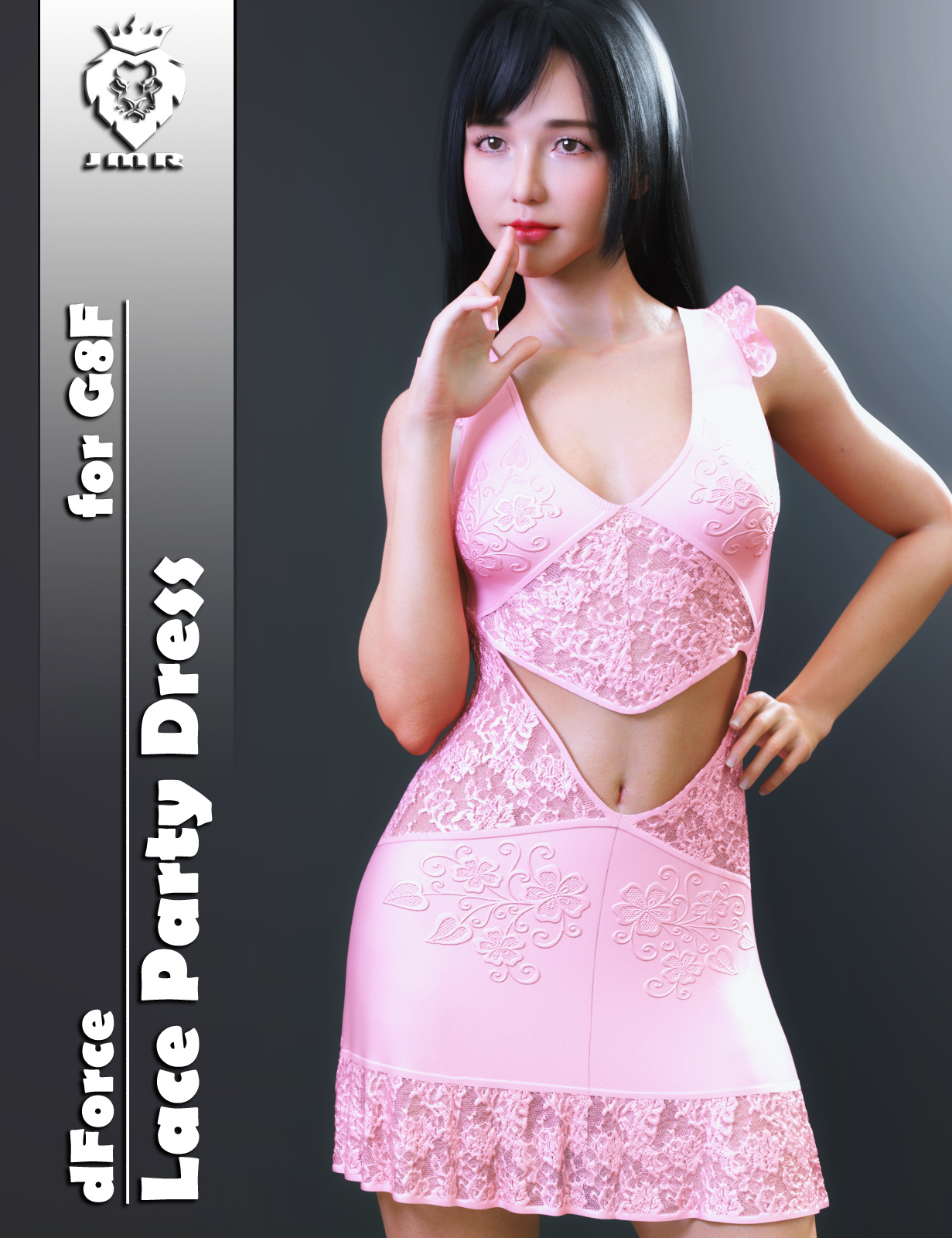 JMR dForce Lace Party Dress for G8F by: JaMaRe, 3D Models by Daz 3D