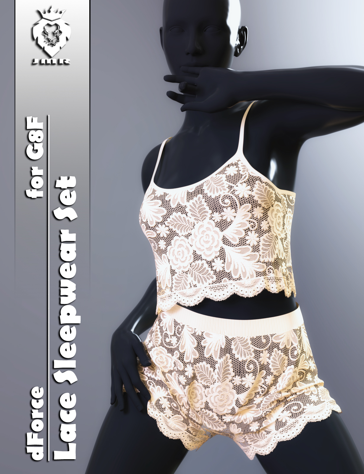 JMR dForce Lace Sleepwear Set for G8F by: JaMaRe, 3D Models by Daz 3D