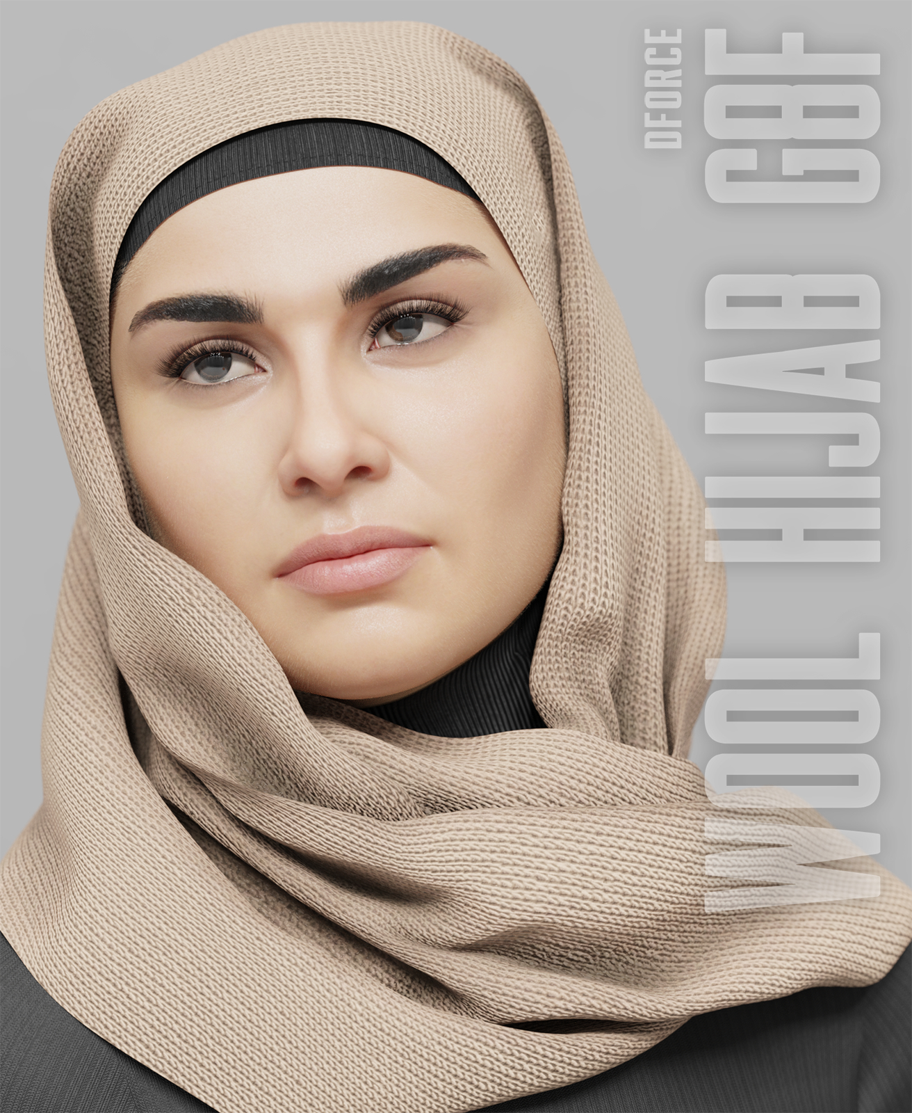 dForce Wool Hijab - G8F by: Vicey3D, 3D Models by Daz 3D