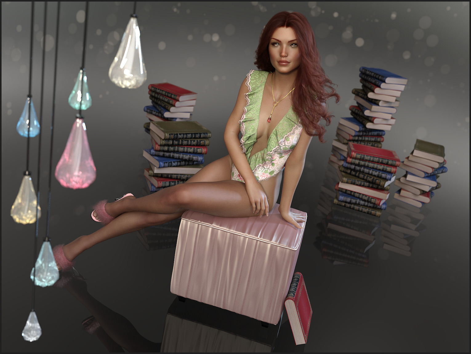 Private Moments: dForce - Sweetheart Lingerie for G8F by: 3-D Arena, 3D Models by Daz 3D