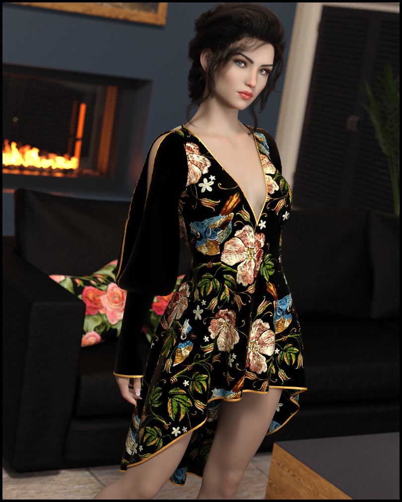7th Ave: dForce - Agatha Dress for G8F by: 3-D Arena, 3D Models by Daz 3D