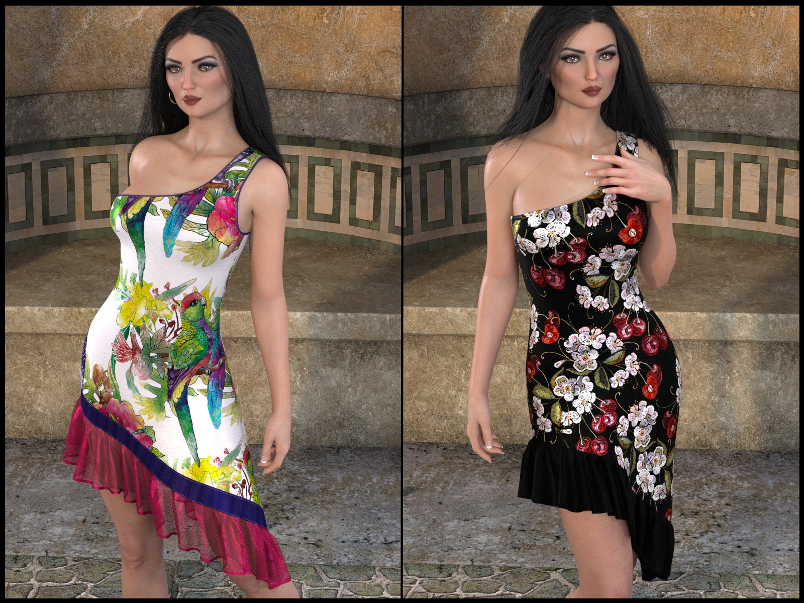 7th Ave: dForce - Asymmetric Dress for G8F by: 3-D Arena, 3D Models by Daz 3D