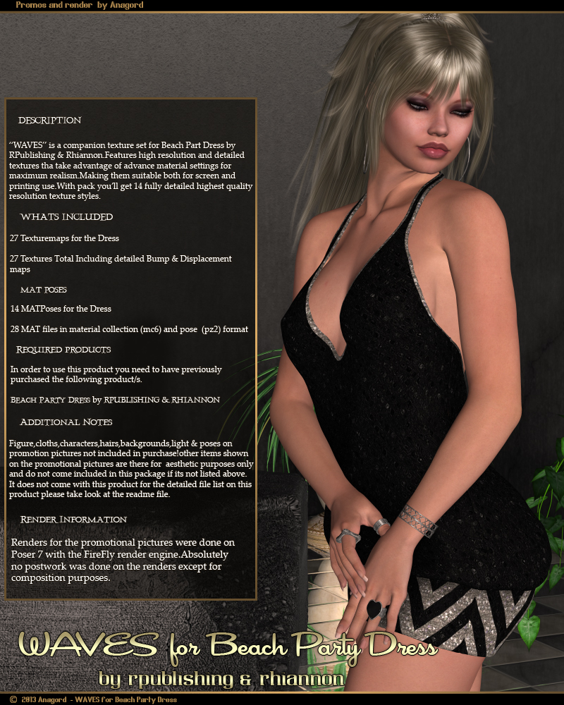 WAVES for Beach Party Dress by: Anagord, 3D Models by Daz 3D