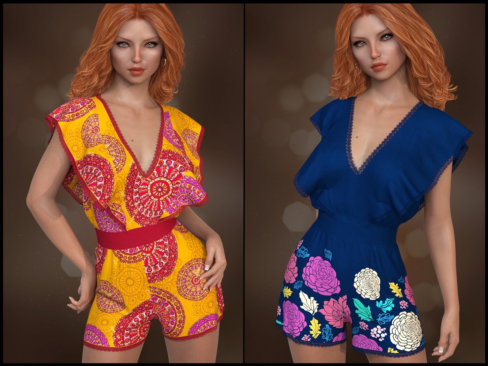 7th Ave: dForce - Butterfly Romper for G8F by: 3-D Arena, 3D Models by Daz 3D
