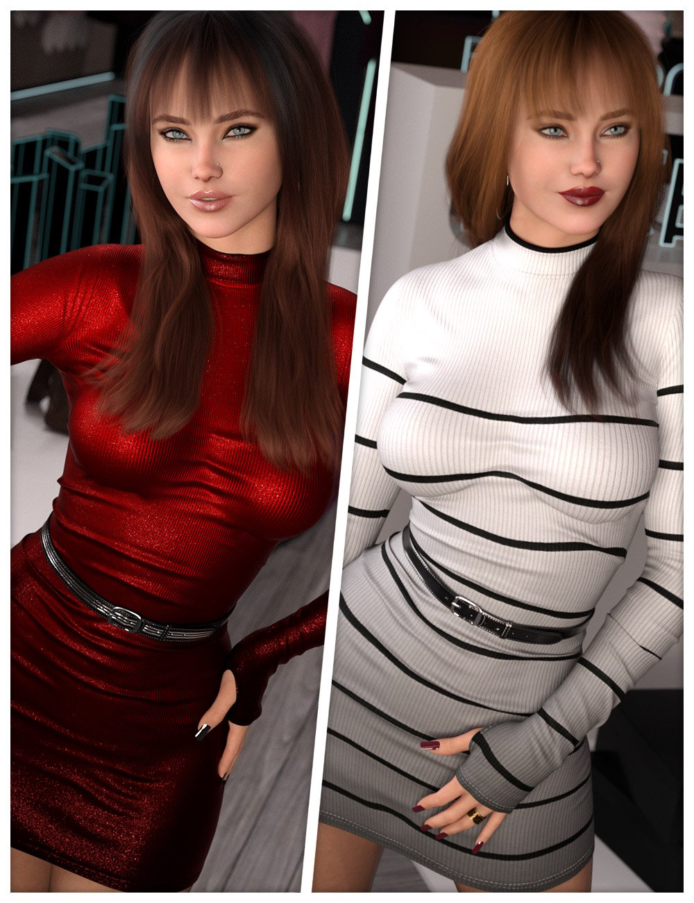 Opportune Textures for dForce SU High Collar Dress by: ShanasSoulmate, 3D Models by Daz 3D