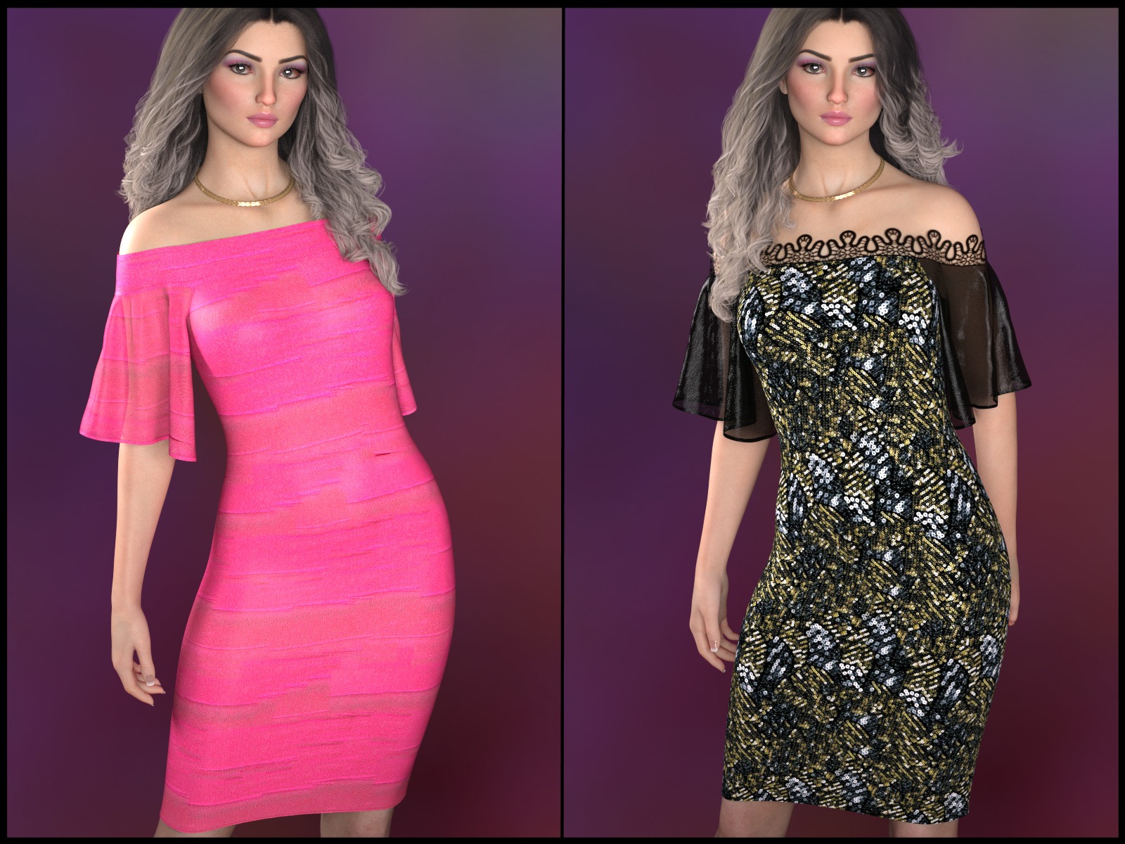 7th Ave: dForce - Shimmy Dress for G8F by: 3-D Arena, 3D Models by Daz 3D