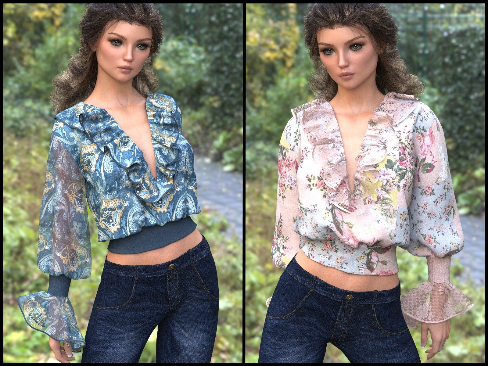 7th Ave: dForce - Poets Shirt for G8F by: 3-D Arena, 3D Models by Daz 3D