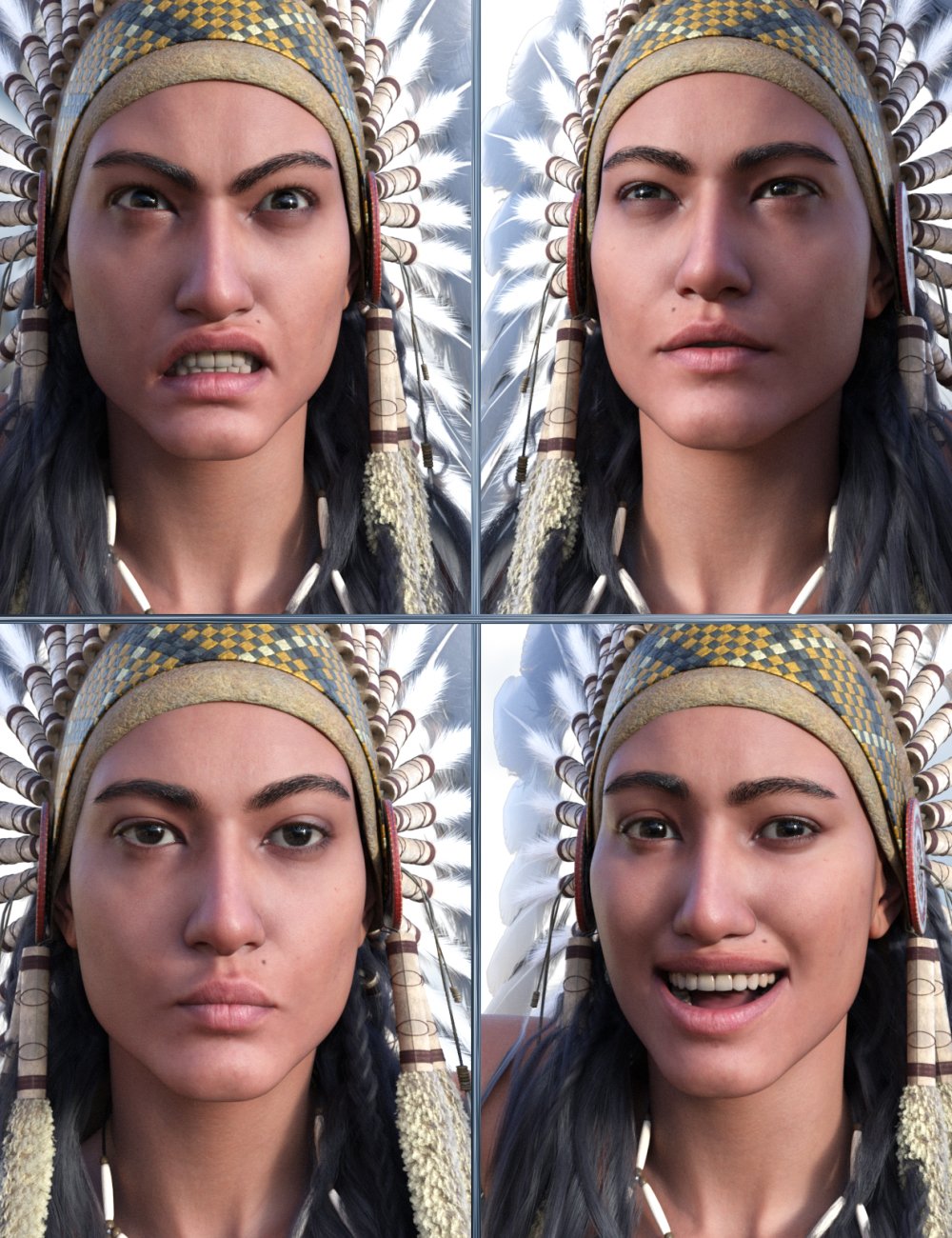JW Courageous Expressions for Cheyenne 9 by: JWolf, 3D Models by Daz 3D