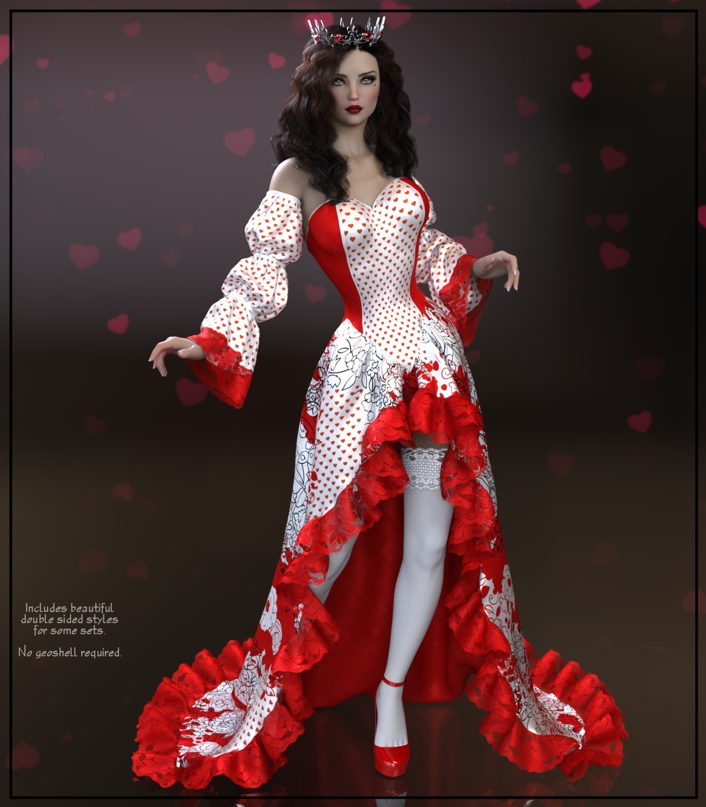 Epic: dForce - Queen of Hearts for G8F by: 3-D Arena, 3D Models by Daz 3D