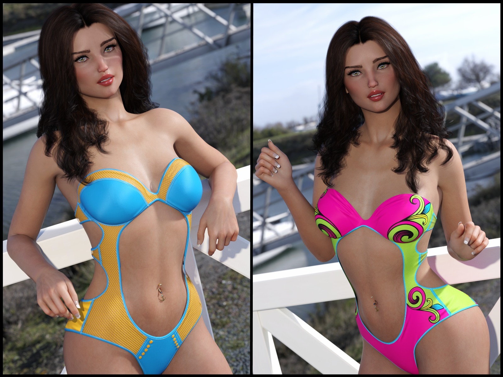 Sirens: Get Salty Monokini for G8F by: 3-D Arena, 3D Models by Daz 3D