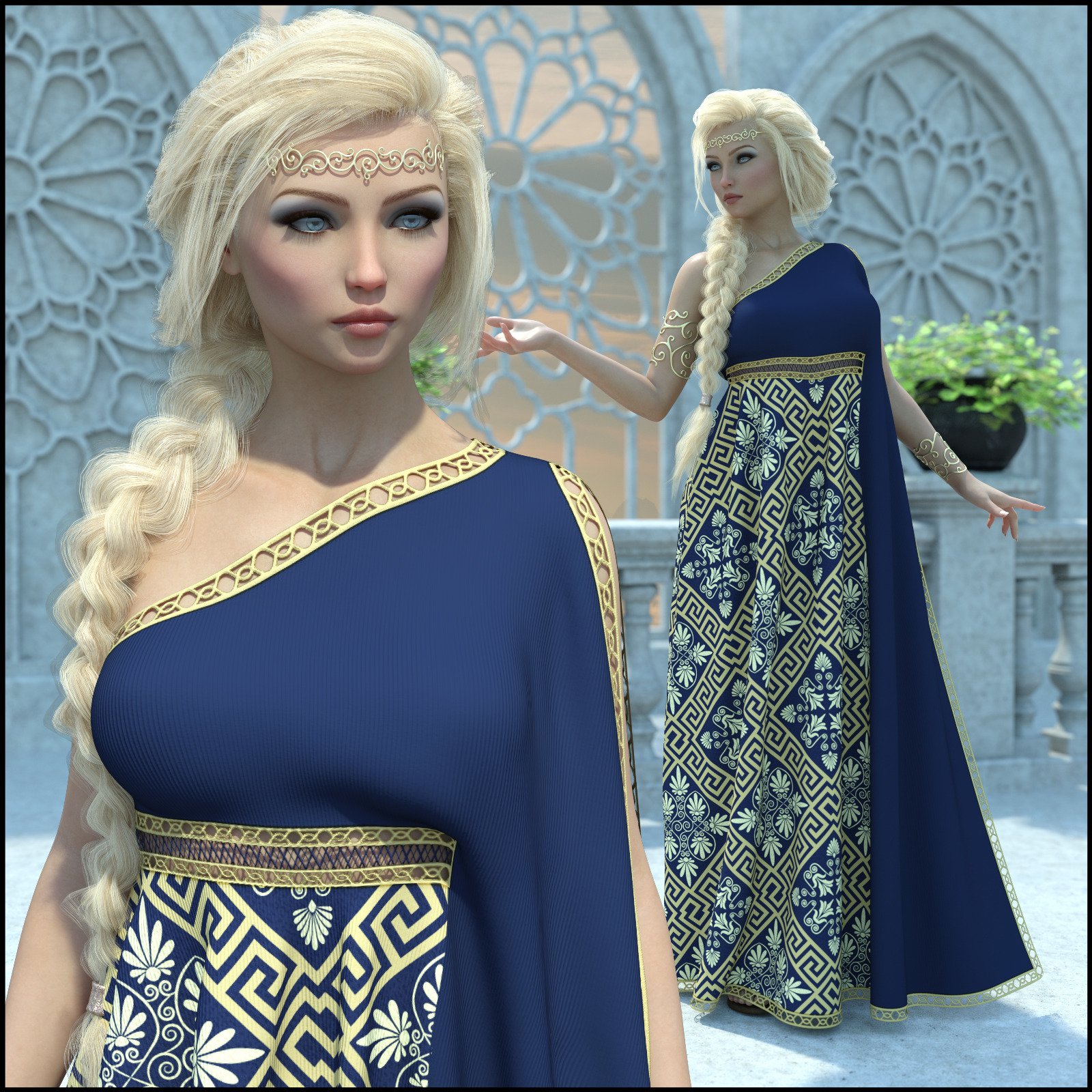 Epic: dForce - Rossetti Gown for G8F by: 3-D Arena, 3D Models by Daz 3D