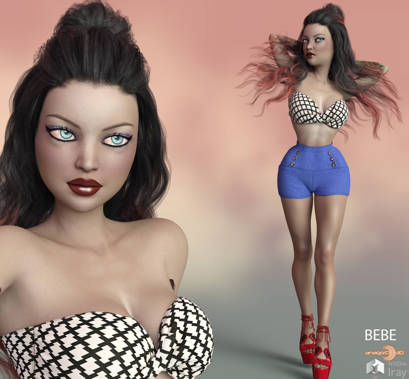 Pin Up Girls - Head and Body Morphs for G8F Vol 1 by: Anagord, 3D Models by Daz 3D