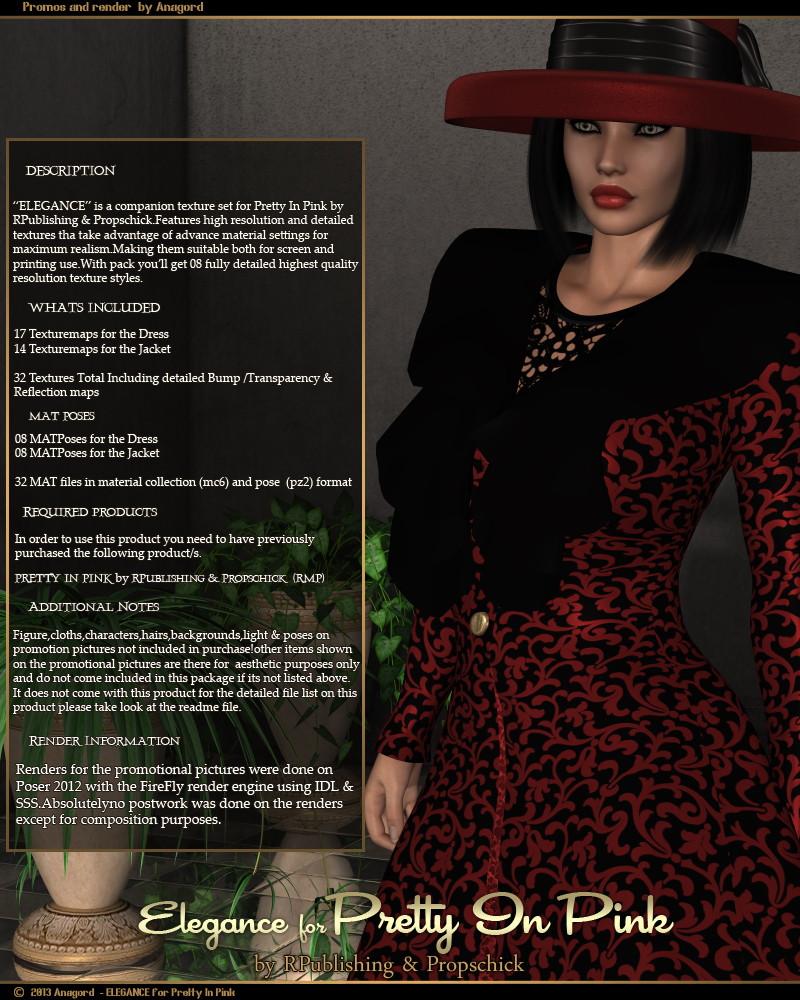 ELEGANCE for Pretty In Pink by: Anagord, 3D Models by Daz 3D