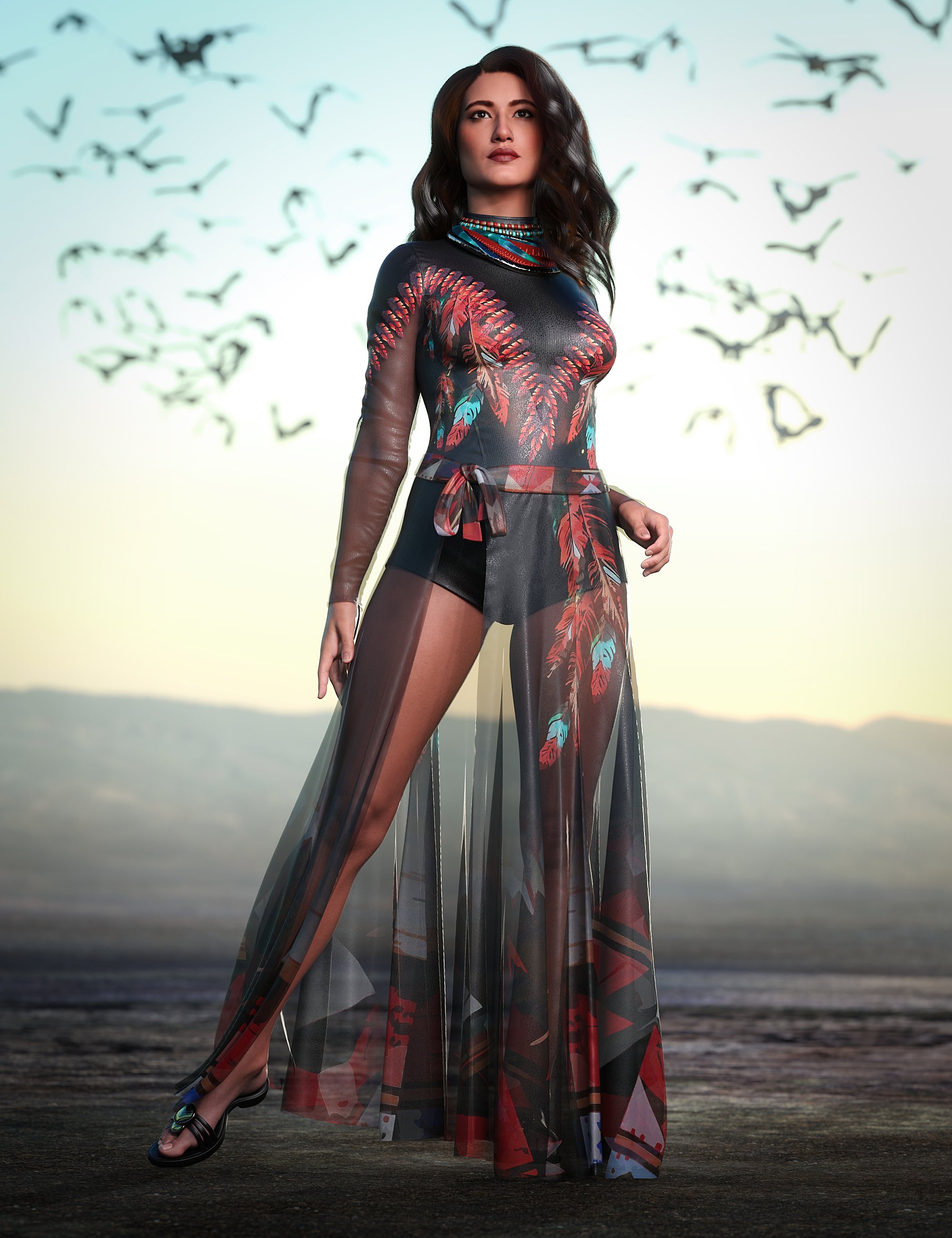dForce EthnoMod Outfit for Genesis 9 by: Mada, 3D Models by Daz 3D