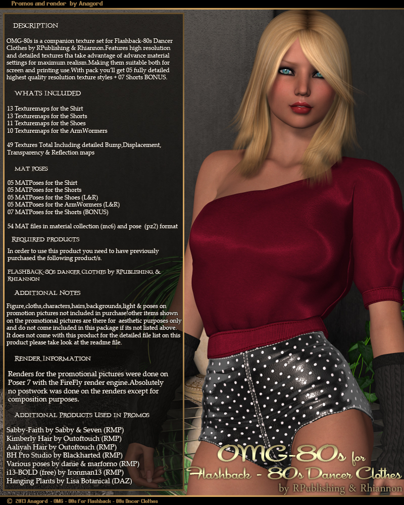 OMG-80s for Flashback-80s Dancer Clothes by: Anagord, 3D Models by Daz 3D