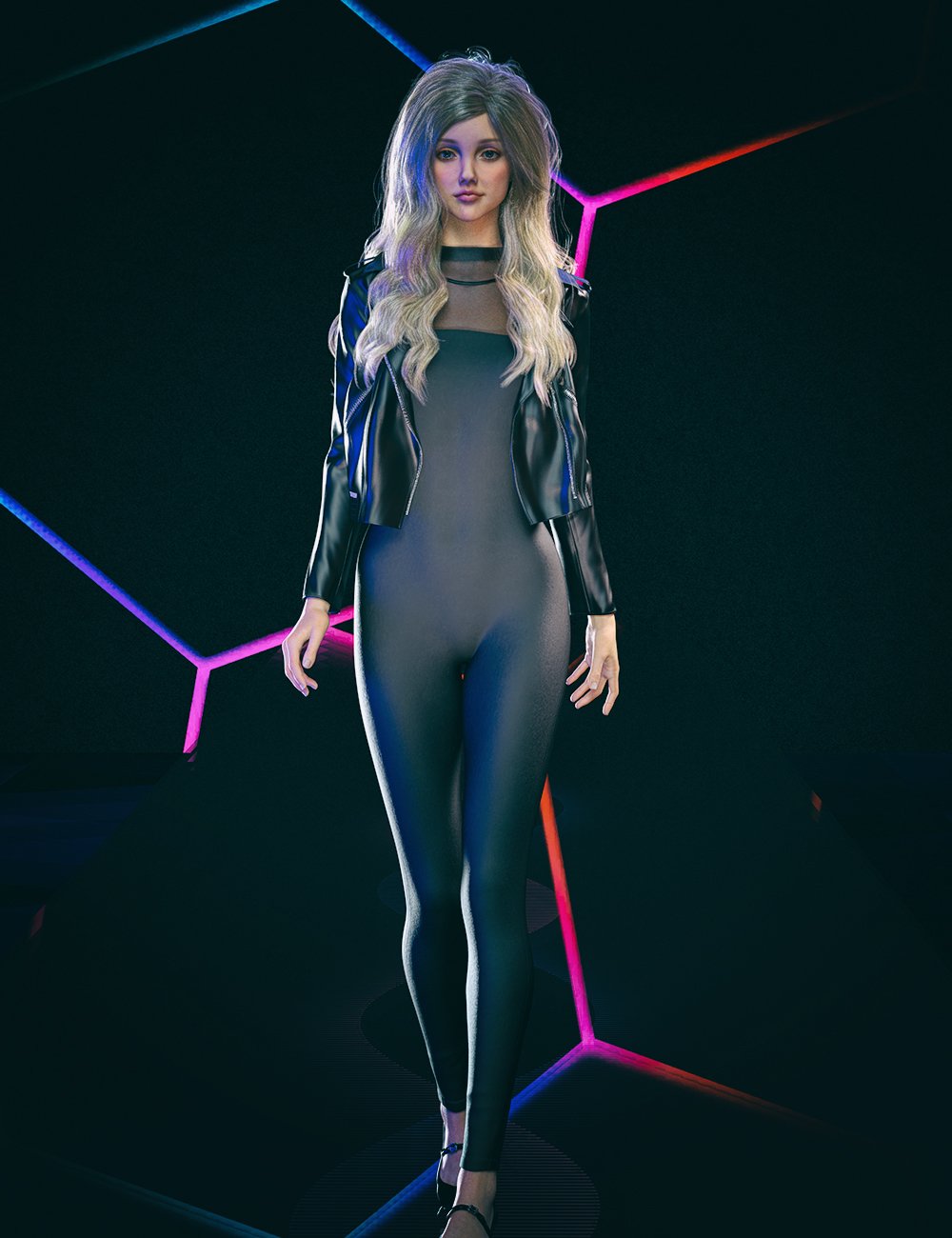 dForce Long Sleeve Jumpsuit and Cropped Jacket Set for Genesis 9 by: Nirvana, 3D Models by Daz 3D