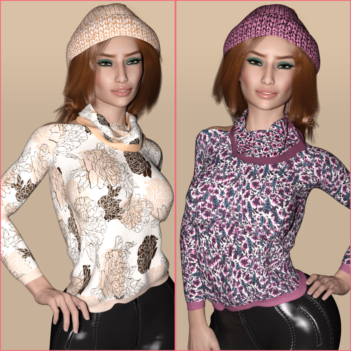 InStyle - X-FashionSweater Outfit for Genesis 3 Females by: valkyrie, 3D Models by Daz 3D