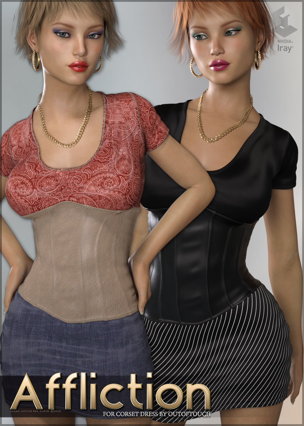 Affliction for Corset Dress G3F by: Sveva, 3D Models by Daz 3D