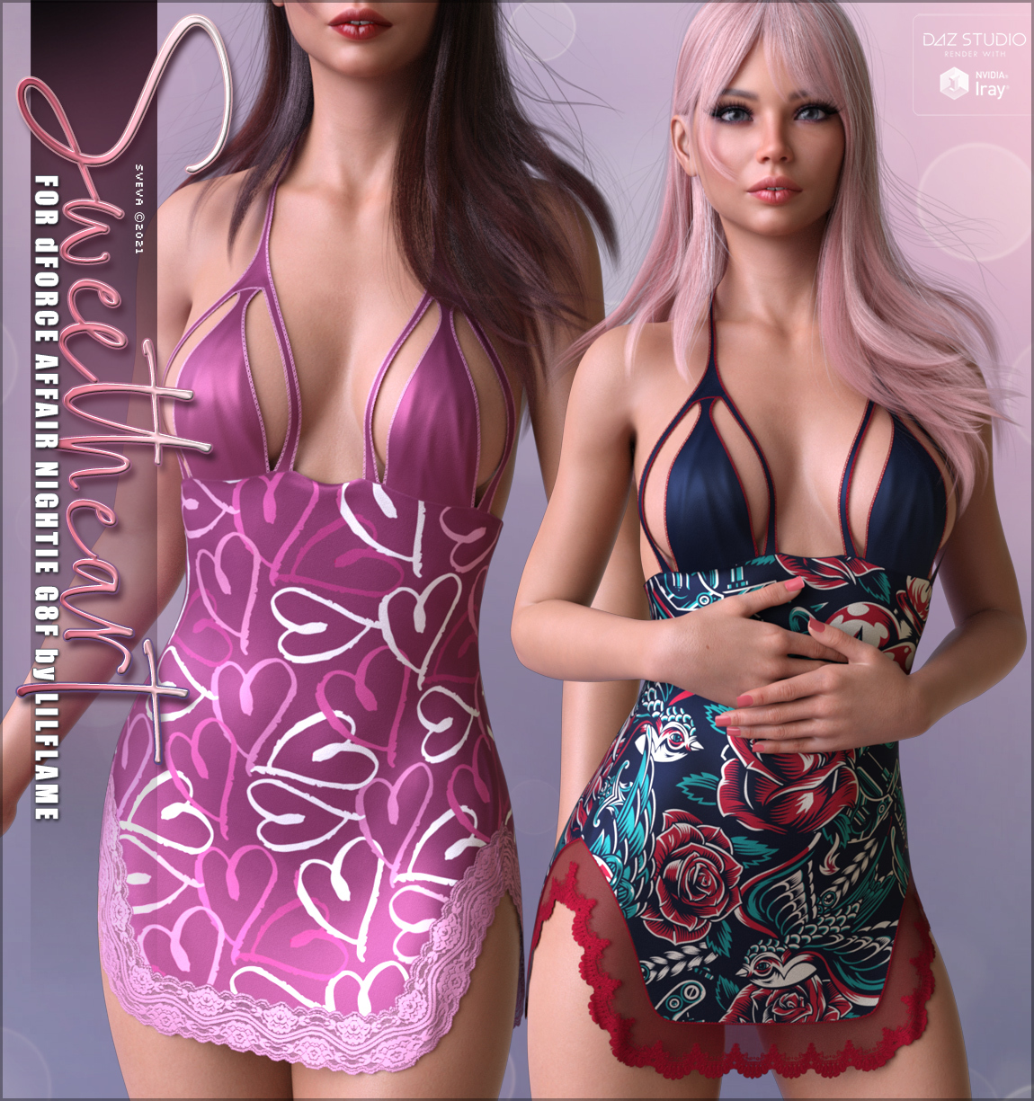Sweetheart for dForce Affair Nightie G8F by: Sveva, 3D Models by Daz 3D