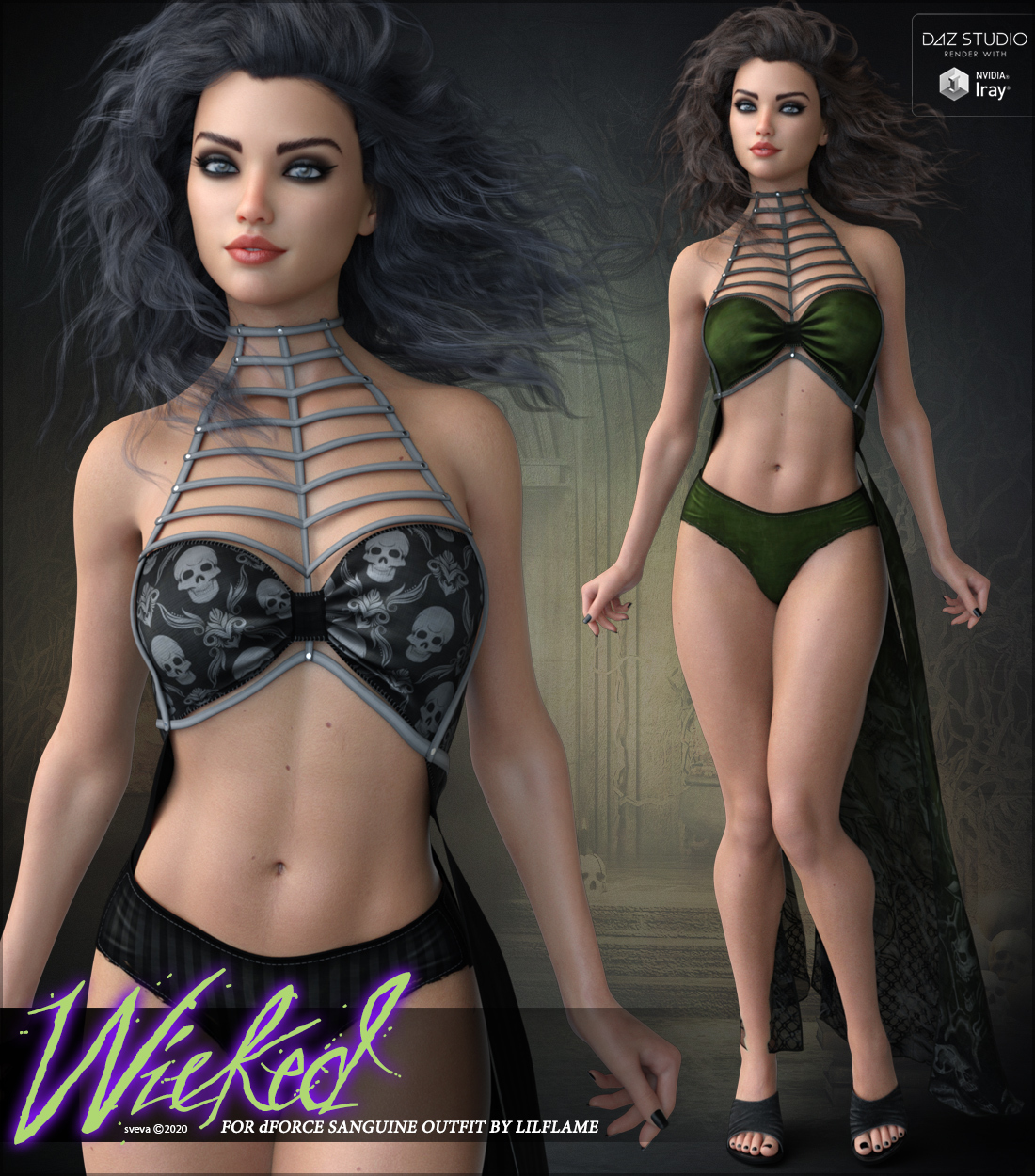 Wicked for dForce Sanguine Outift G8F by: Sveva, 3D Models by Daz 3D