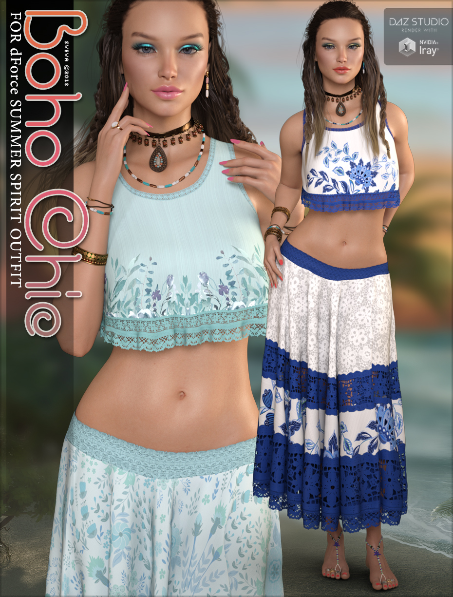 Boho Chic for dForce Summer Spirit Outfit G8F by: Sveva, 3D Models by Daz 3D