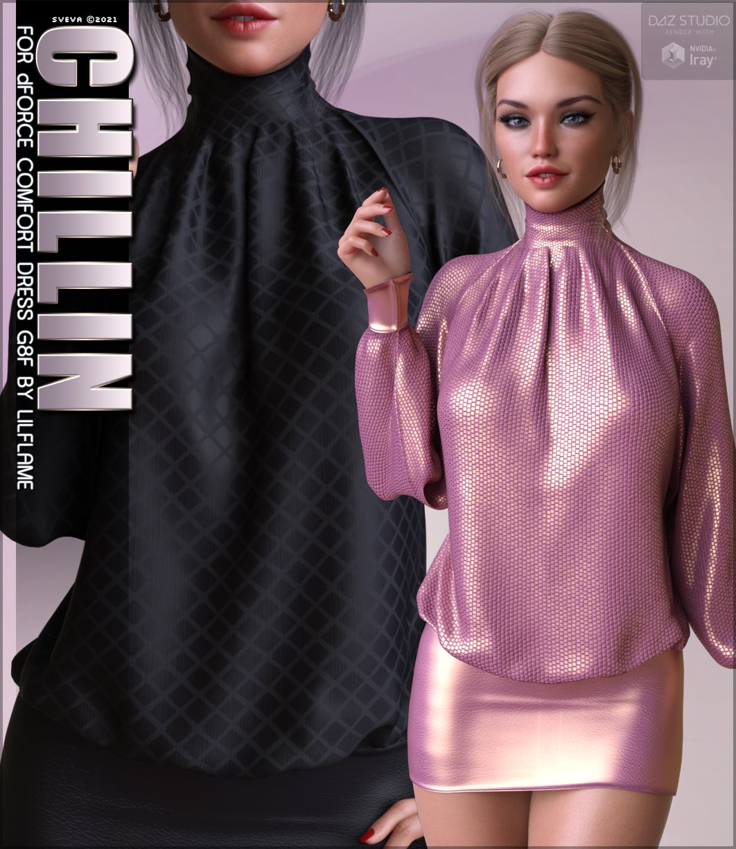 Chillin Textures for dForce Comfort Dress G8F by: Sveva, 3D Models by Daz 3D