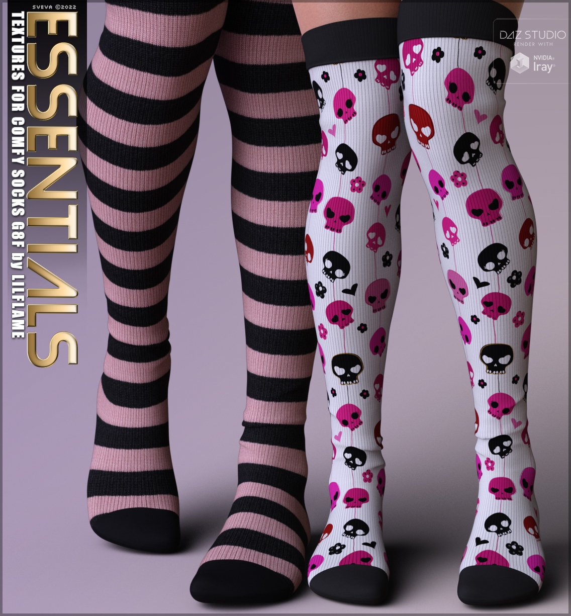 Essentials Textures for Comfy Socks G8F by: Sveva, 3D Models by Daz 3D