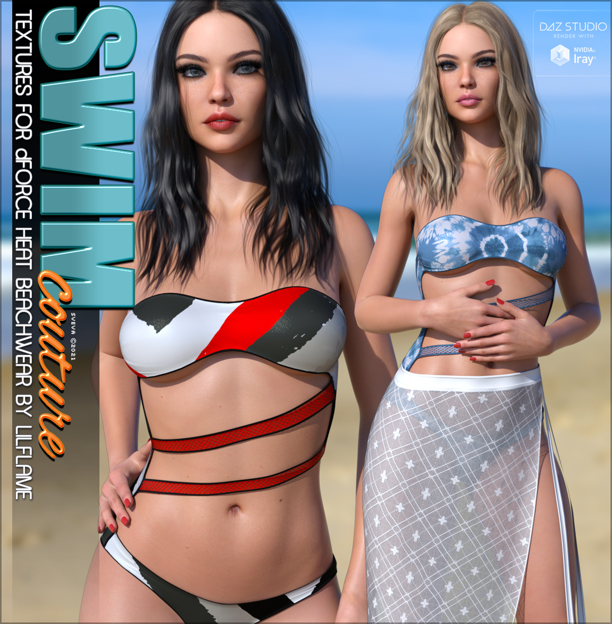 SWIM Couture Textures for dForce Heat Beachwear G8F by: Sveva, 3D Models by Daz 3D