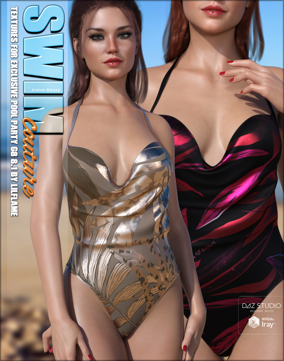 SWIM Couture Textures for dForce Exclusive Pool Party by: Sveva, 3D Models by Daz 3D
