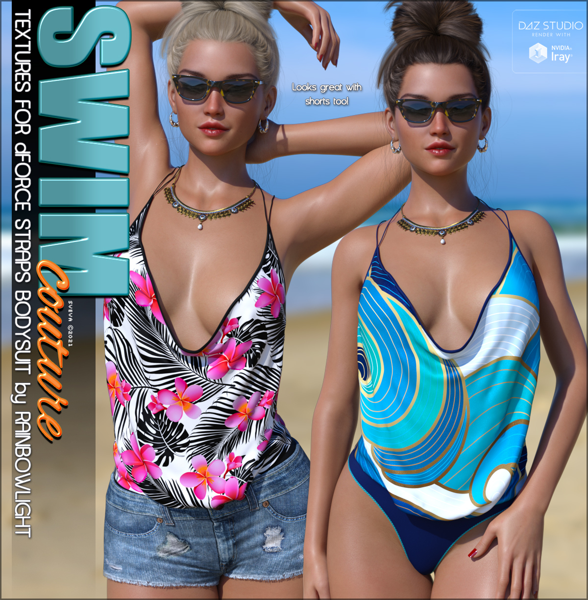 SWIM Couture Textures for dForce Straps Bodysuit G8F by: Sveva, 3D Models by Daz 3D