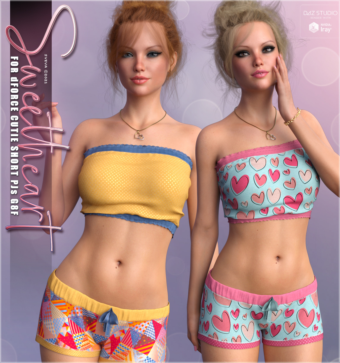 Sweetheart for dForce Cutie Short PJs G8F by: Sveva, 3D Models by Daz 3D