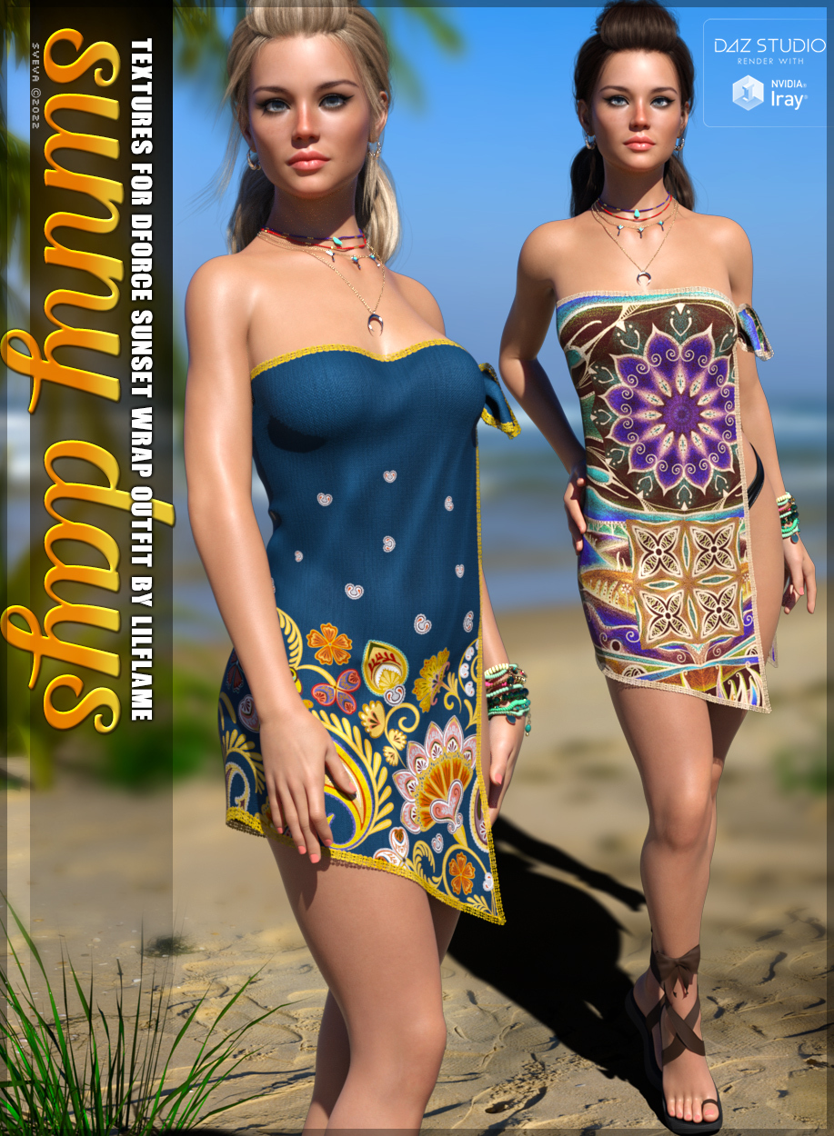 Sunny Days Textures for dForce Sunset Wrap by: Sveva, 3D Models by Daz 3D
