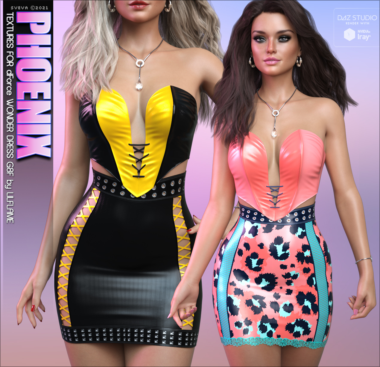 Phoenix Textures for dForce Wonder Dress G8F by: Sveva, 3D Models by Daz 3D