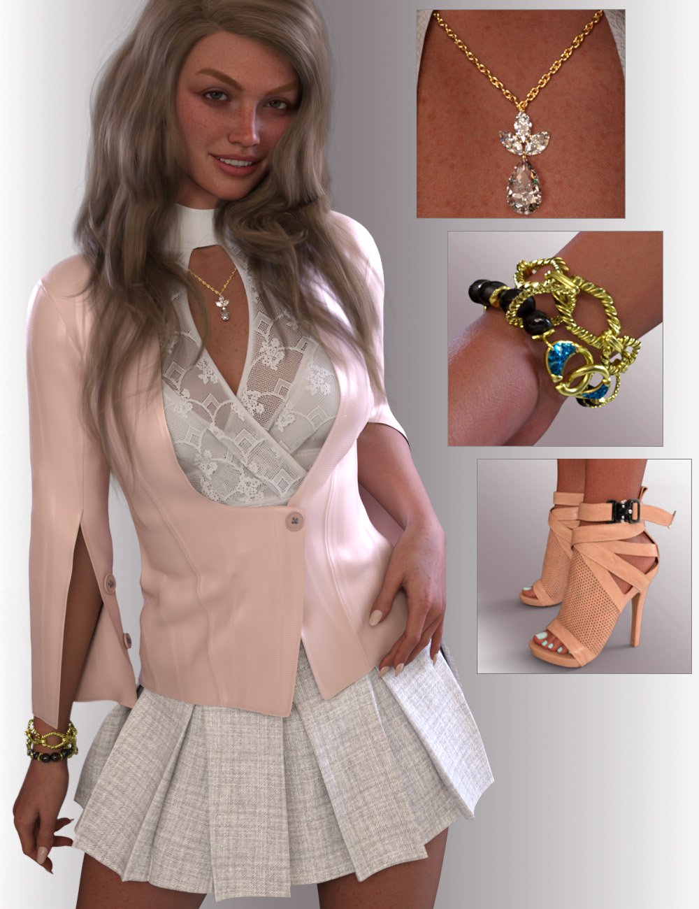 dForce Estelle Outfit for Genesis 9 Feminine by: OnnelArryn, 3D Models by Daz 3D