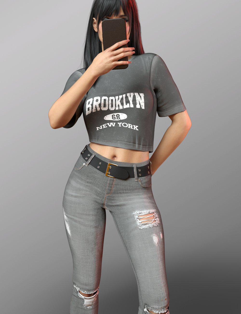 dForce X-Fashion Washed Casual Outfit for Genesis 9 by: xtrart-3d, 3D Models by Daz 3D
