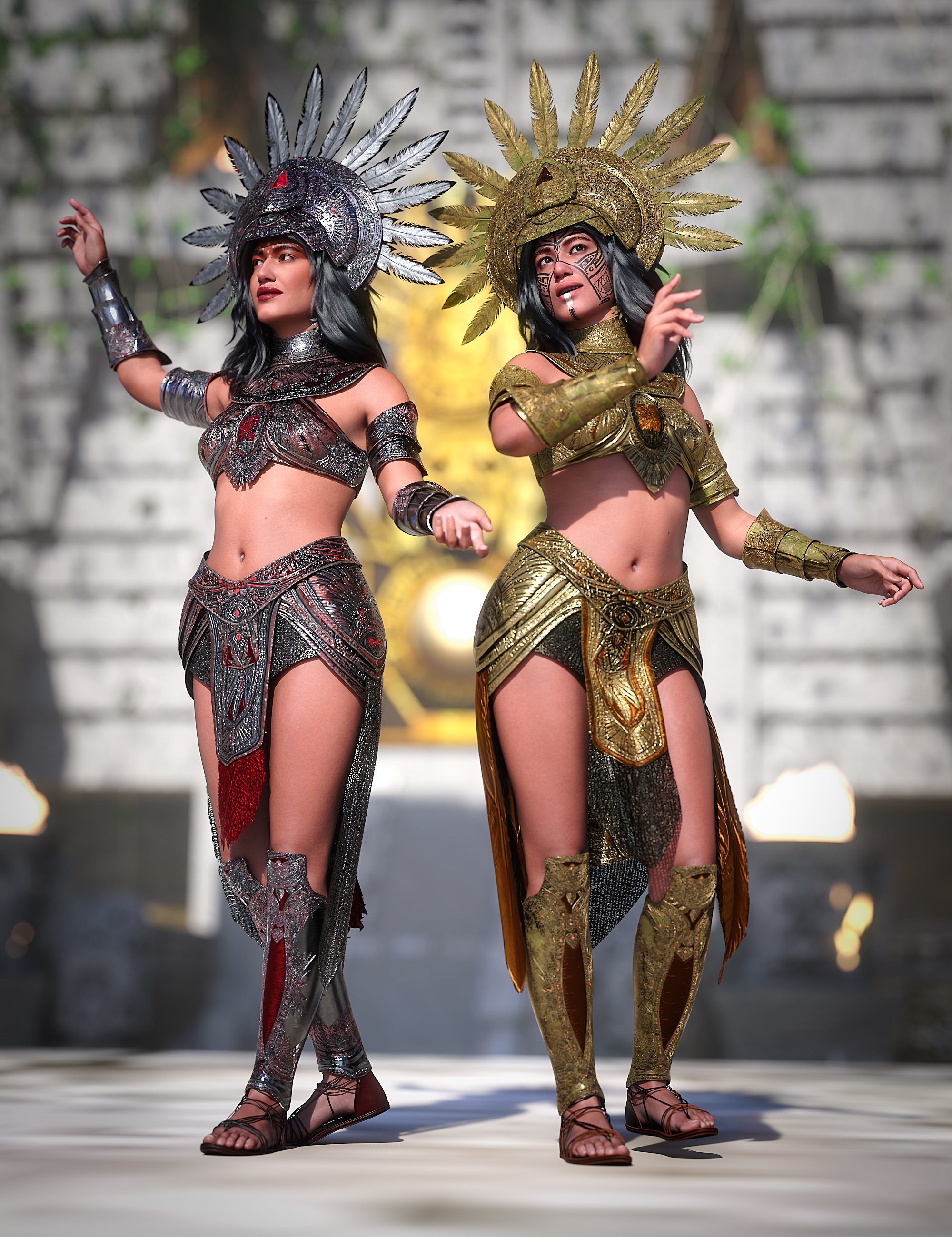 dForce Sun Queen Outfit Texture Add-On by: Barbara Brundon, 3D Models by Daz 3D