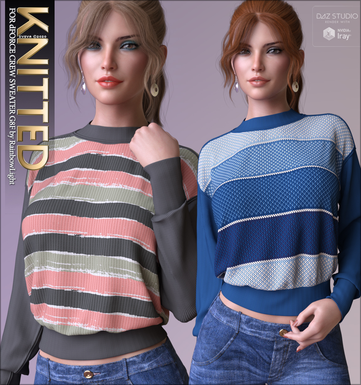 Knitted for dForce Crew Sweater G8F by: Sveva, 3D Models by Daz 3D