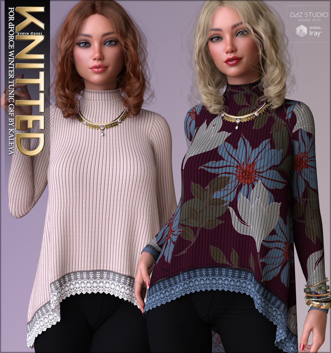 Knitted for dForce Winter Tunic G8F by: Sveva, 3D Models by Daz 3D
