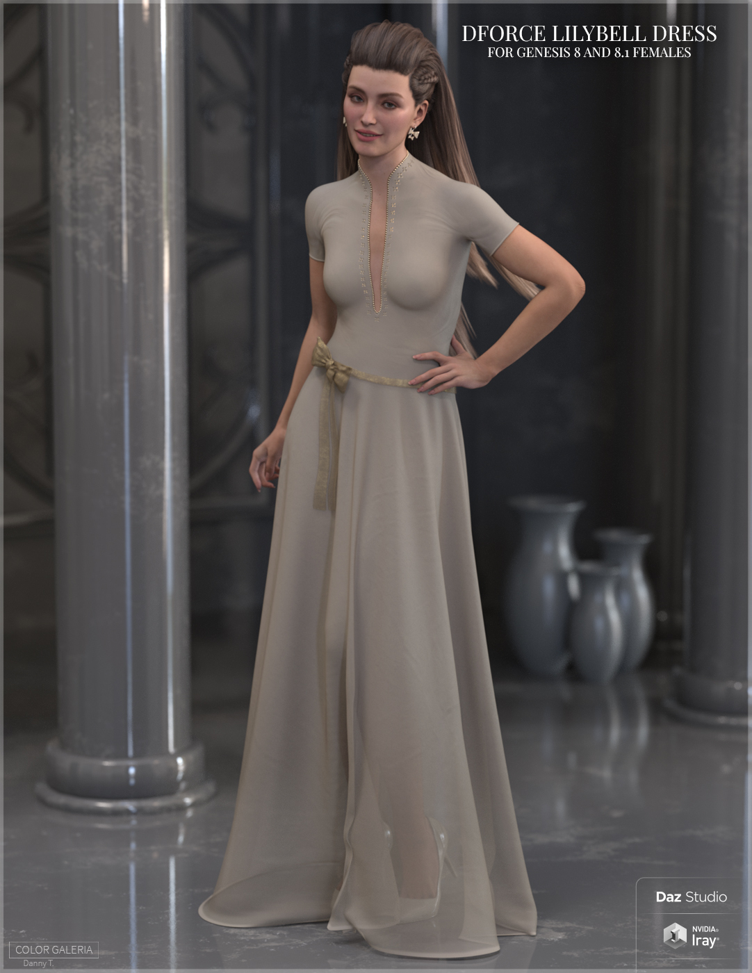 dForce -Lilybell Dress for Genesis 8 and 8.1 Females by: Color Galeria, 3D Models by Daz 3D