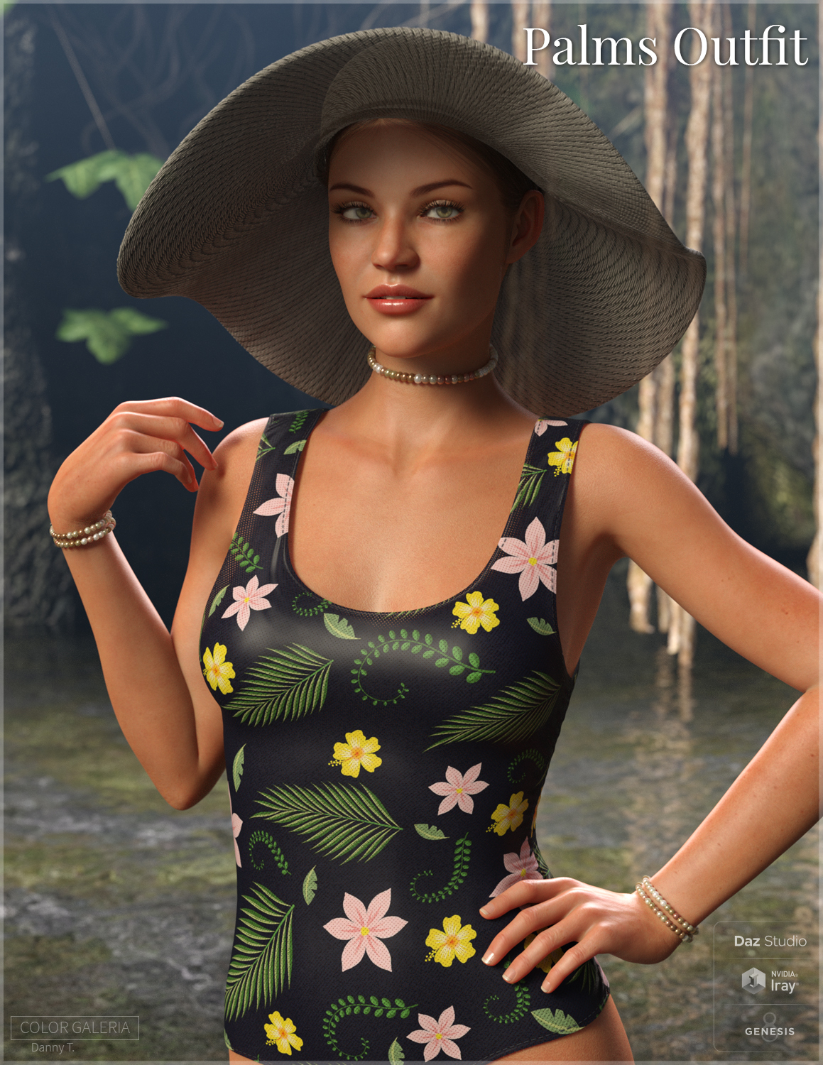 CGI Palms Outfit for Genesis 8 Female by: Color Galeria, 3D Models by Daz 3D