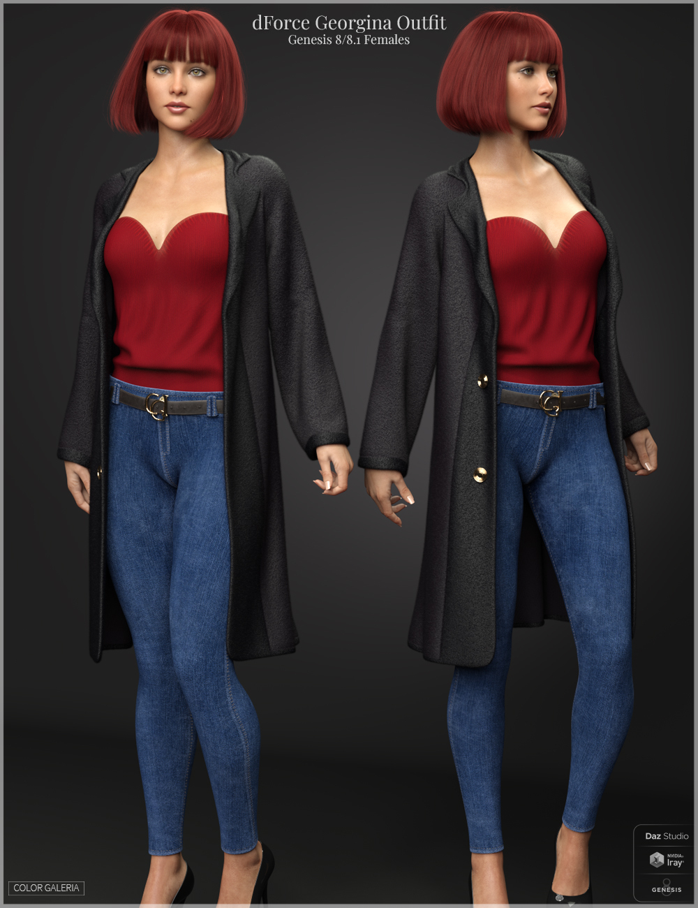 dForce Georgina Outfit for Genesis 8 and 8.1 Females by: Color Galeria, 3D Models by Daz 3D