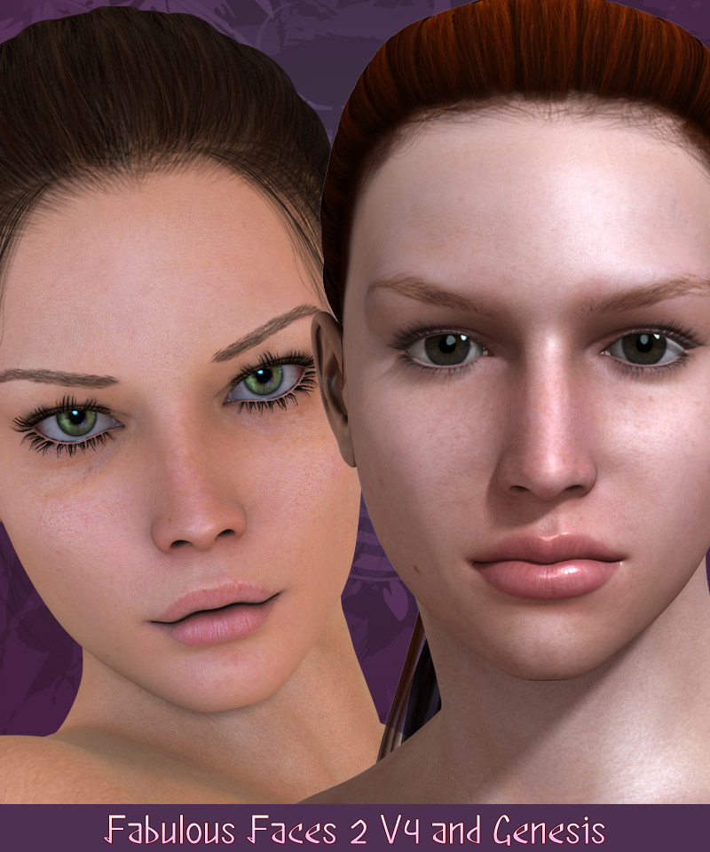 Fabulous Faces 2 V4/Genesis by: Kaleya, 3D Models by Daz 3D