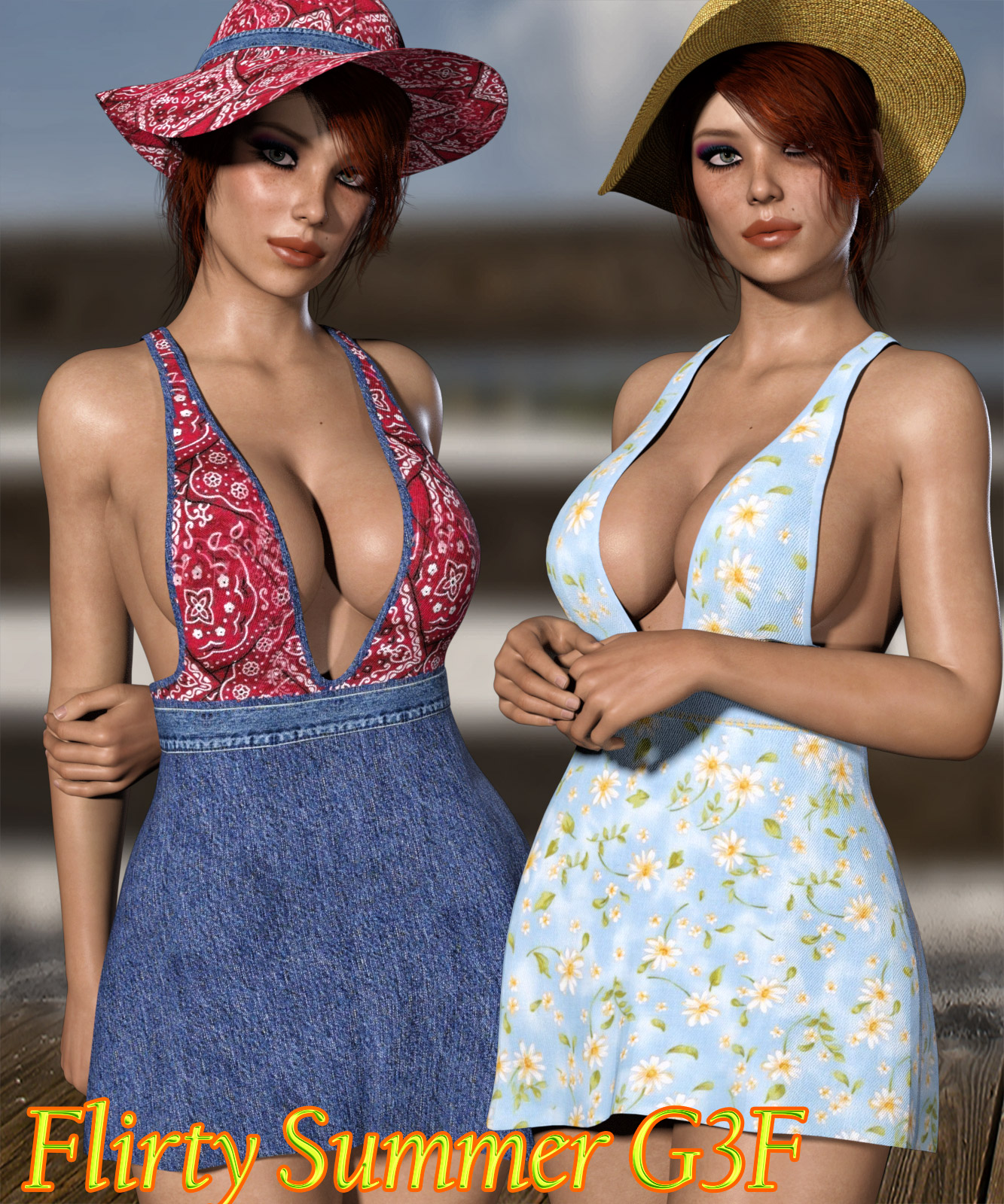 Flirty Summer G3F by: Kaleya, 3D Models by Daz 3D