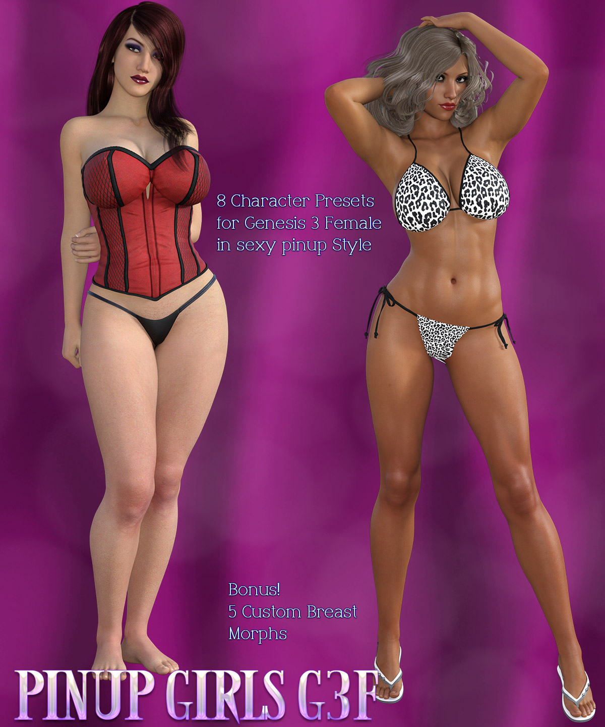Pinup Girls G3F by: Kaleya, 3D Models by Daz 3D