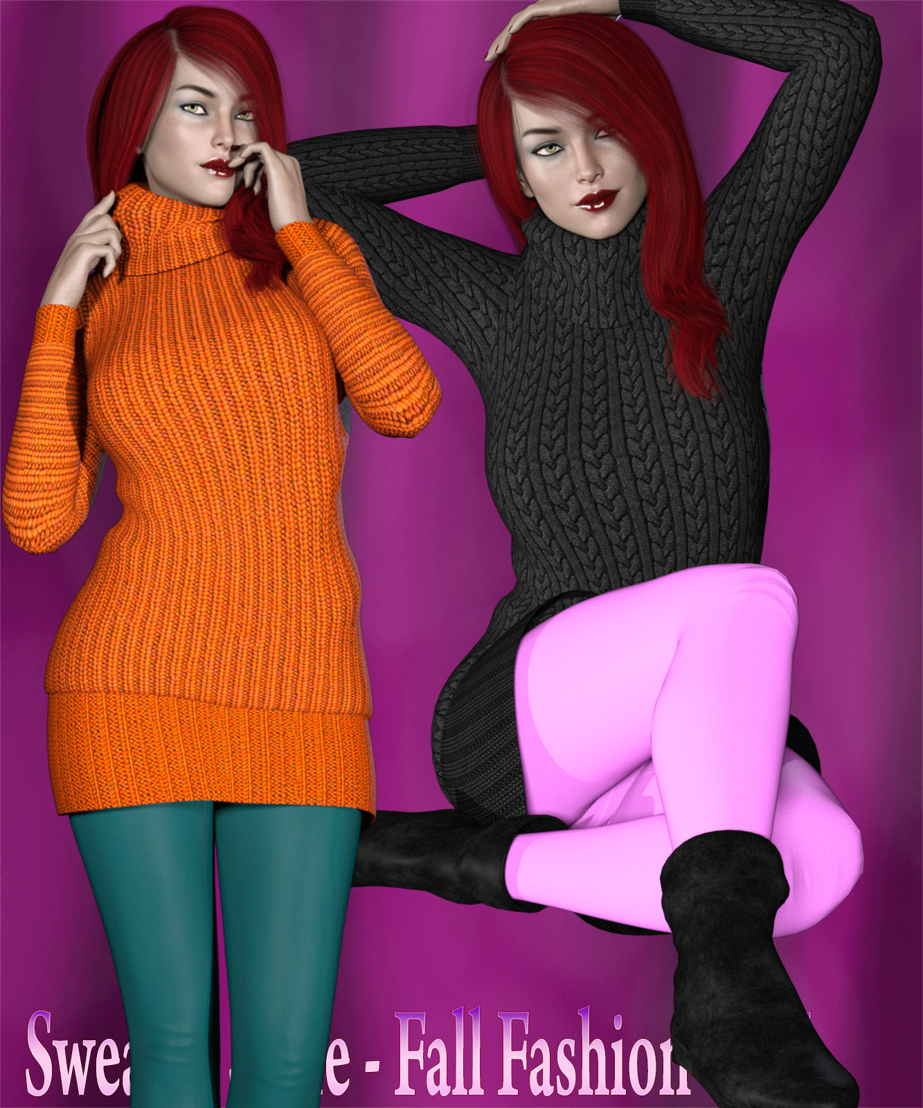 Sweater Style - Fall Fashion G3F by: Kaleya, 3D Models by Daz 3D