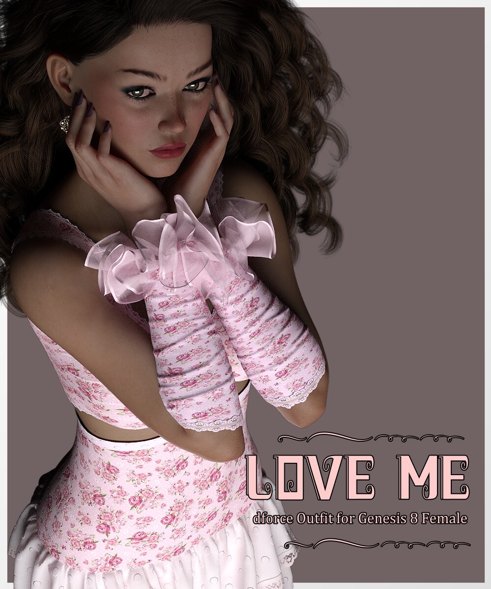 dforce-LOVE ME - Outfit G8F by: LUNA3D, 3D Models by Daz 3D