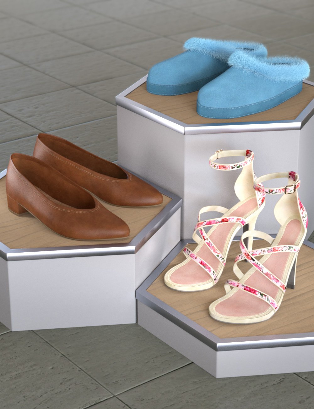 Round The Clock Shoe Pack for Genesis 9 by: esha, 3D Models by Daz 3D