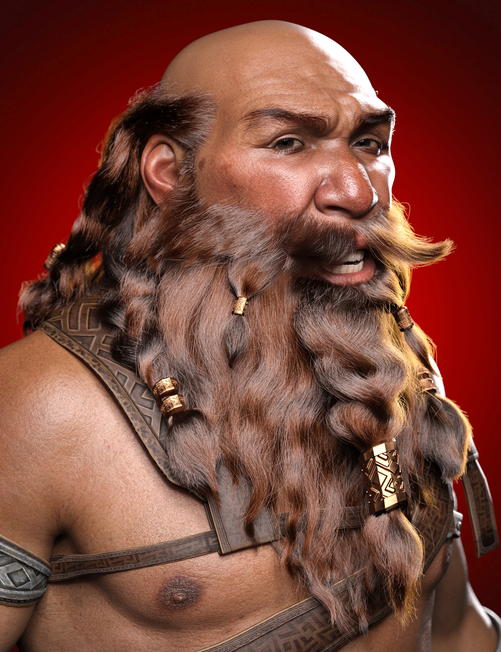 Dwarf Braided Hair and Beard for Genesis 9 by: , 3D Models by Daz 3D