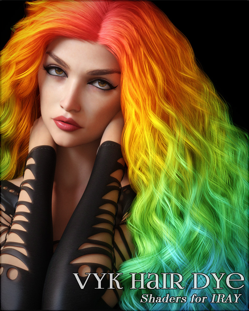 VYK Hair Dye Shaders for Iray by: vyktohria, 3D Models by Daz 3D